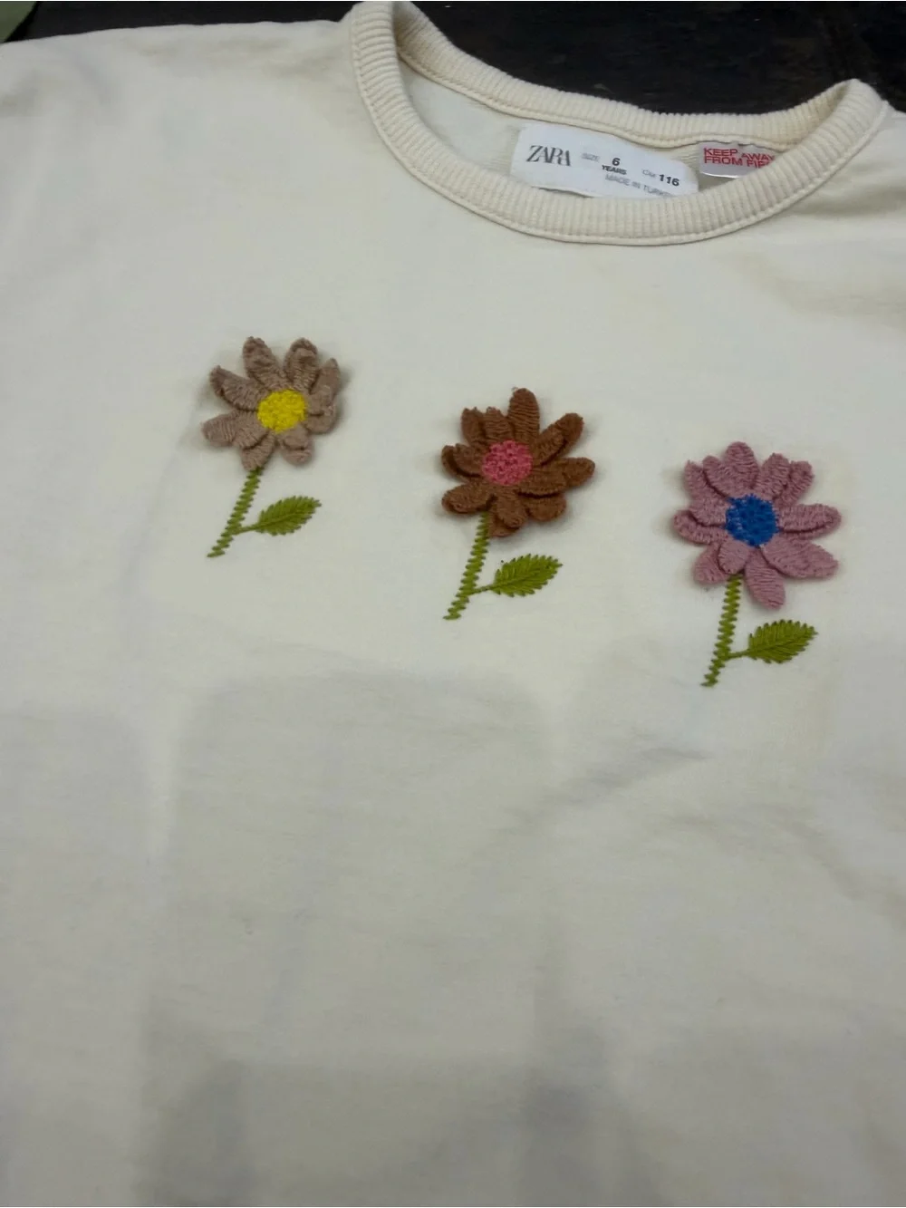 Zara Girls Floral Embroidered Top & Ribbed Knit Shorts Outfit Bundle Size 6